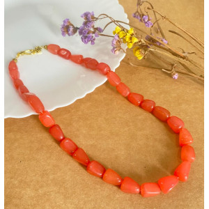 Agate Stone String Necklace Pink - Annie Sakhamo
